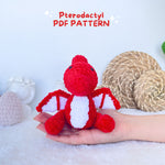 Modèle de crochet de dinosaure, motif de crochet ptérodactyle, motif en peluche de dinosaure, dinosaure amigurumi, motif de crochet PDF