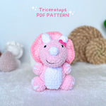 Modèle de crochet de dinosaure, motif de tricératops, motif en peluche de dinosaure, Amigurumi de dinosaure, motif de dinosaure, motif de crochet PDF