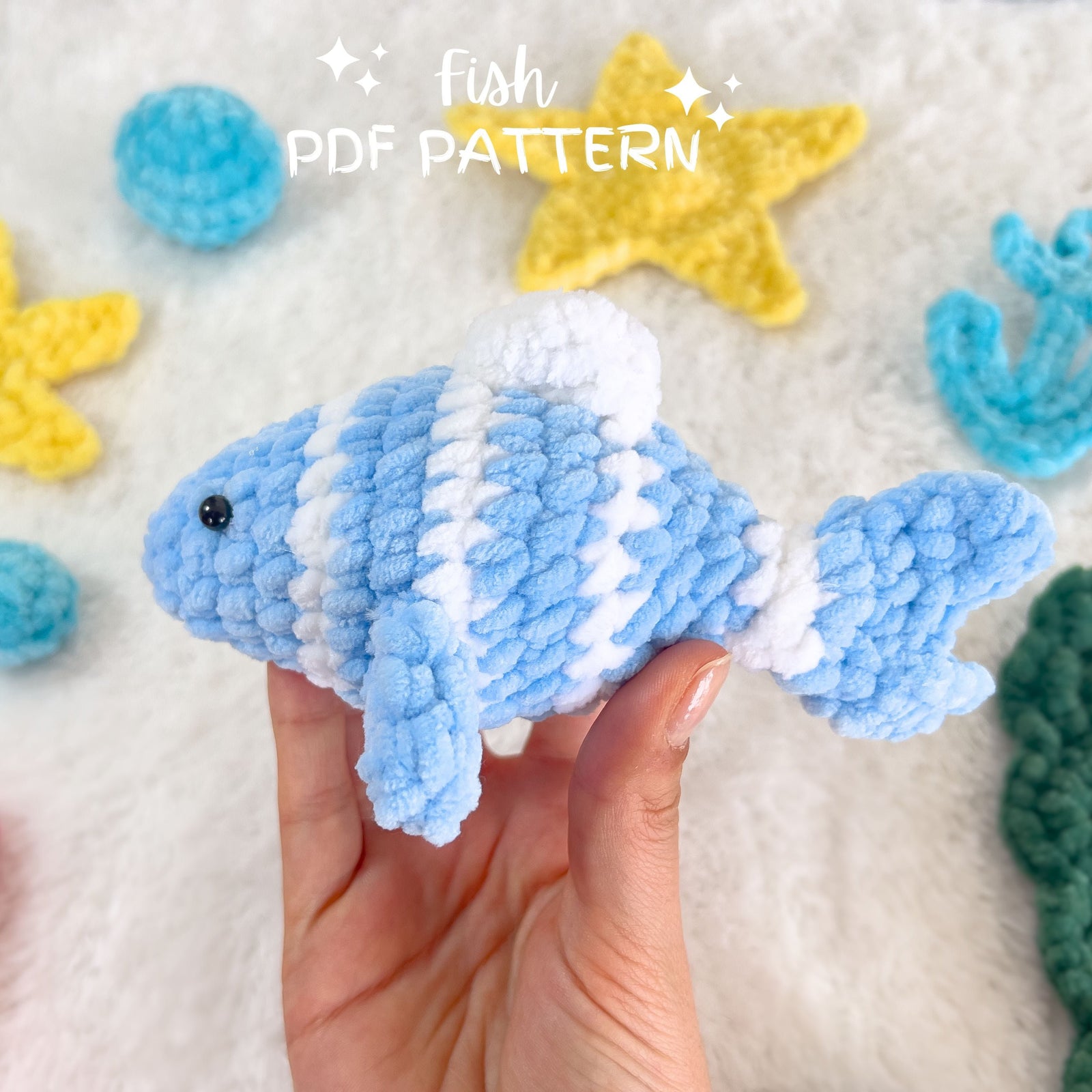 fish crochet pattern, sea animals pattern, ocean toys pattern, fish amigurumi, fish pattern, fish plush pattern