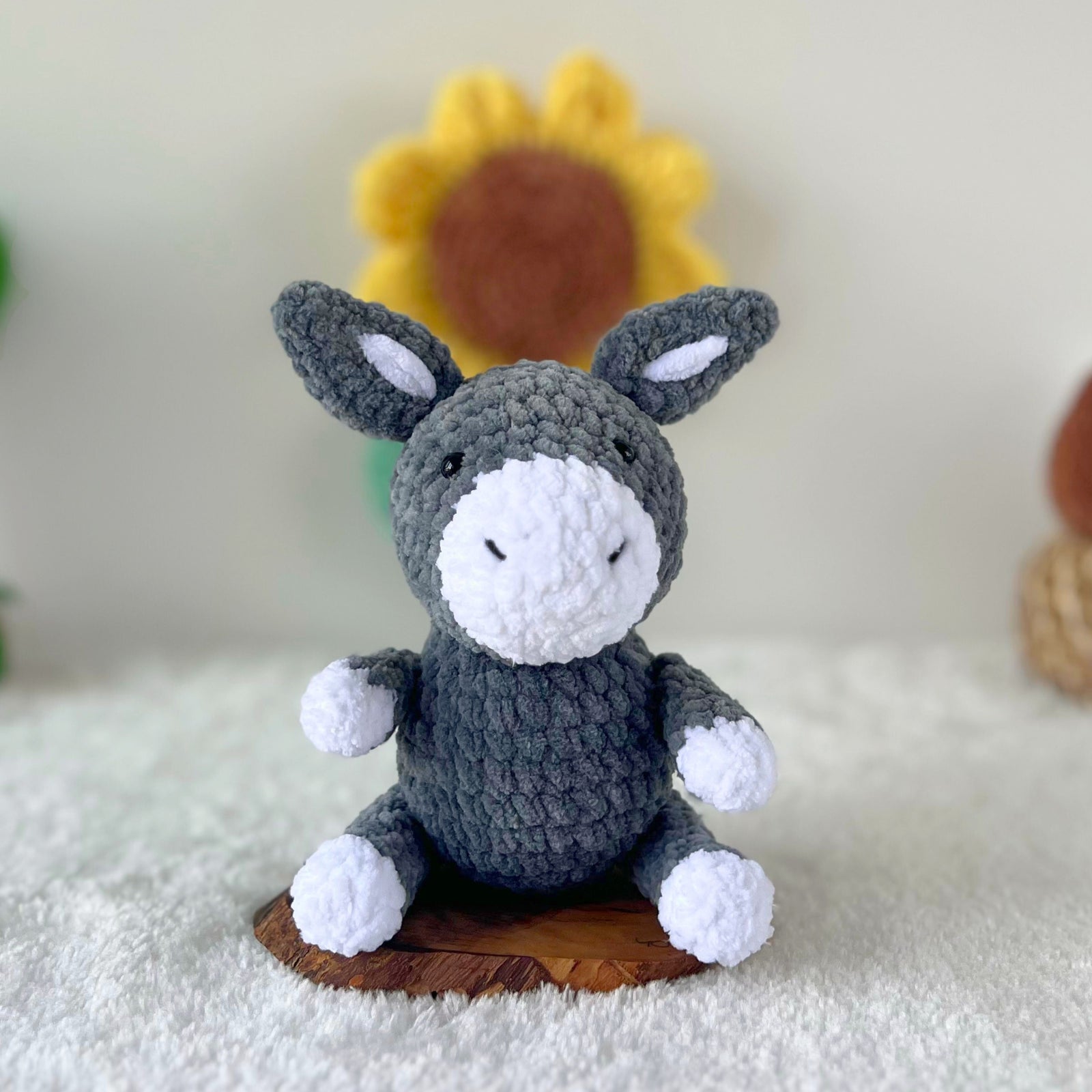 donkey plush pattern, donkey pattern, farm animals pattern, no sew crochet, plush pattern, beginner amigurumi