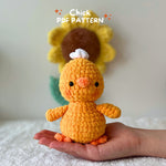 patron crochet pollito, patron animales de granja, patron peluche, patron pollito, amigurumi principiante, patron crochet regalo