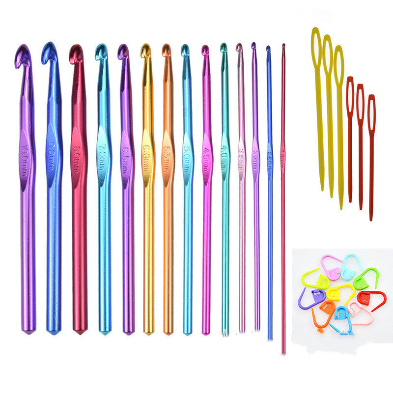 14 PCS Crochet Hooks Set, High Quality Coloured Aluminum Ergonomic Handle Crochet, Hook Needles for Arthritic Hands 2-10mm