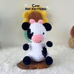 Patrón de vaca a crochet, patrón de peluche de vaca, patrón de animales de granja, vaca a crochet, patrón de peluche, patrón de vaca, amigurumi para principiantes