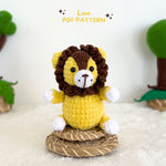 Modèle de crochet de lion, motif de crochet d'animaux de safari, motif d'amigurumi, motif de lion, motif en peluche, jouets en peluche