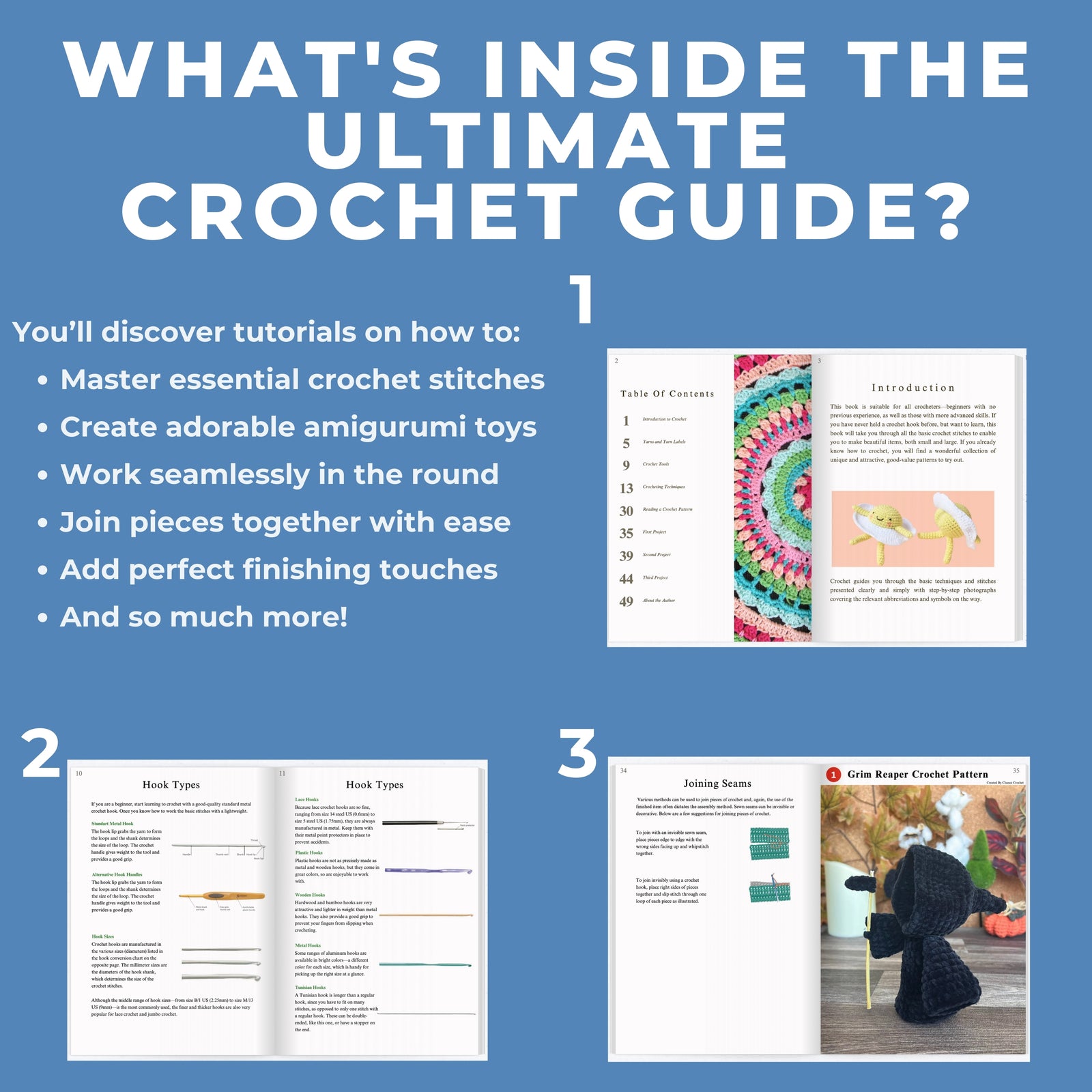 Guide de crochet ultime, ebook de crochet complet pour les débutants et avancés, incluez des modèles de crochet