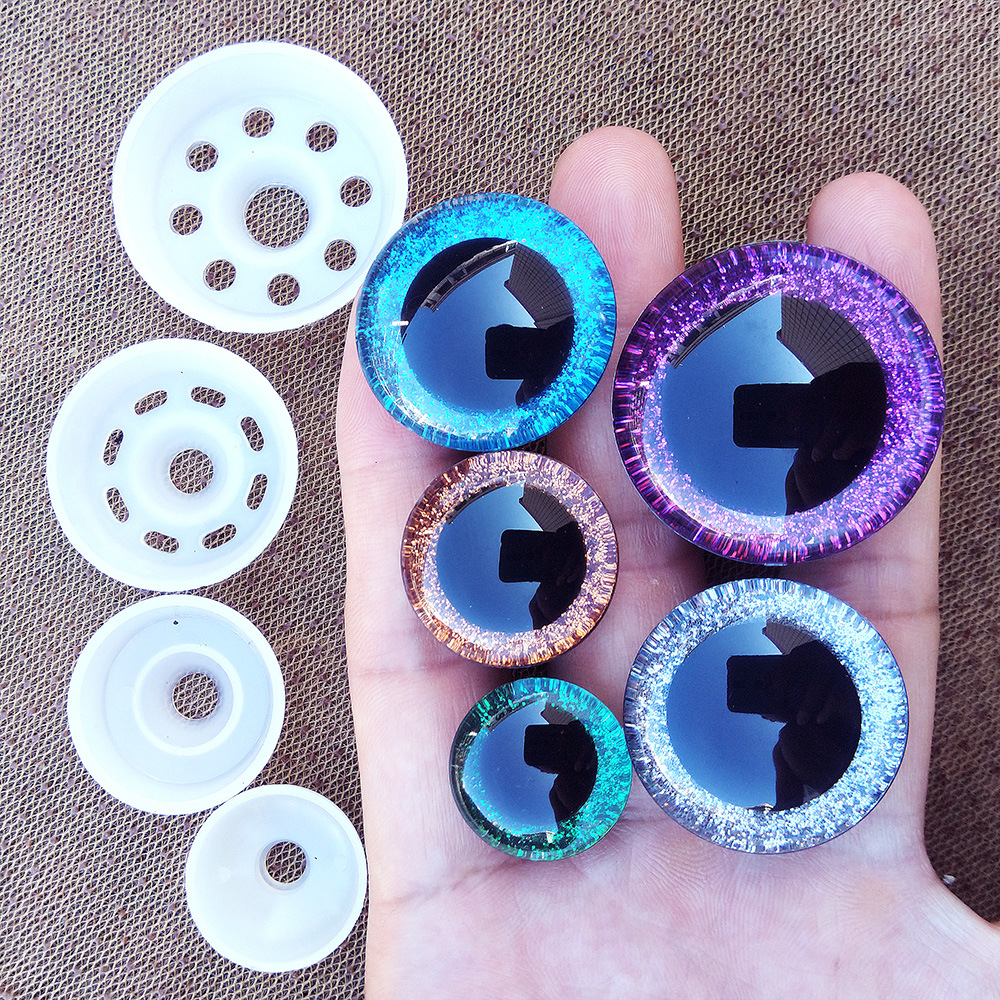 20pcs 3D Glitter Safety Eyes for Crocheting with Bowl Washers, Kawaii Eyes for Amigurumi, Craft Doll Eyes Stuffed Crochet Eyes for Crafts