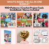 All-in-One Crochet Bundle, 900+ Crochet Patterns, Includes Crochet Project Tools & Crochet GuideBook