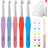 14 Size Crochet Hooks Set,2mm(B)-10mm(N) Ergonomic Crochet Hooks with Case for Arthritic Hands, Extra Long Crochet Needles