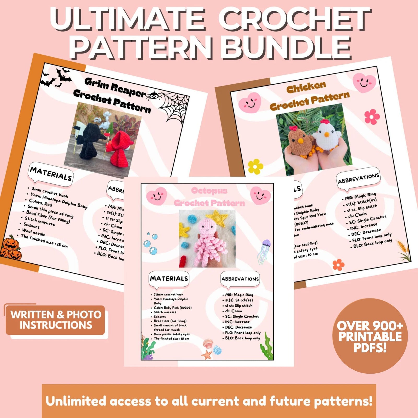 All-in-One Crochet Bundle, 900+ Crochet Patterns, Includes Crochet Project Tools & Crochet GuideBook