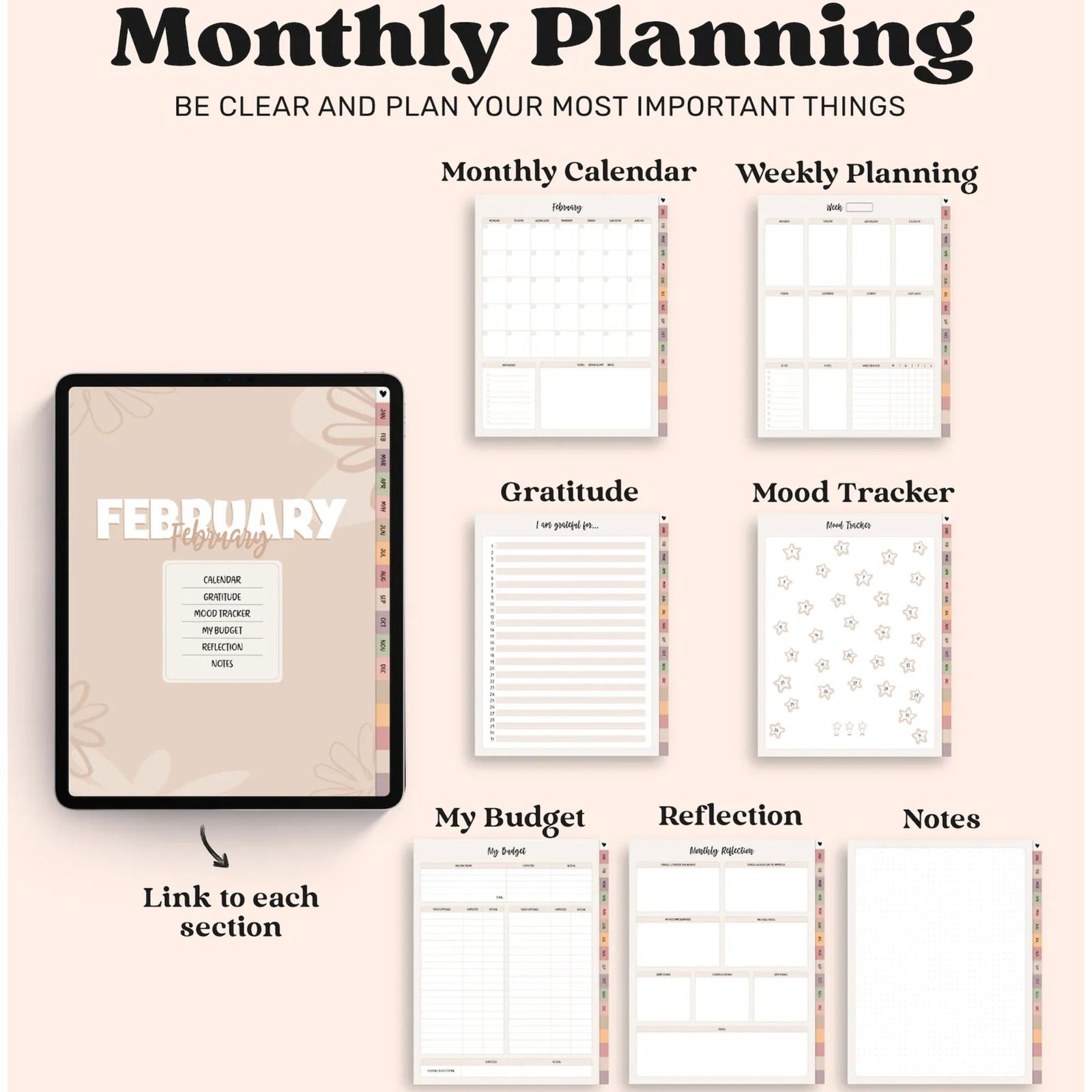Goodnotes Planner, Monthly Digital Planner, Goodnotes Template, iPad Planner, Digital Journal Pdf
