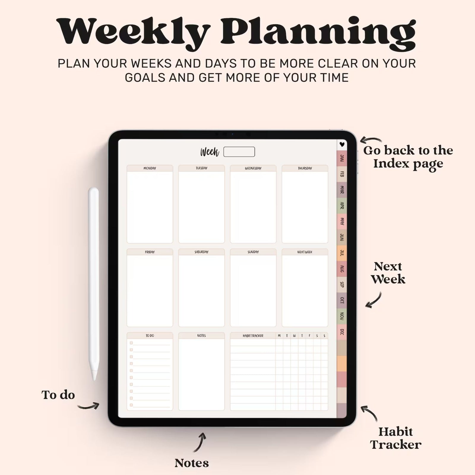 Goodnotes Planner, Monthly Digital Planner, Goodnotes Template, iPad Planner, Digital Journal Pdf