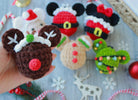 Christmas Mickey Ornaments, Crochet Christmas Pattern, Christmas Decorations, 6 in 1 Crochet Ornaments, PDF pattern