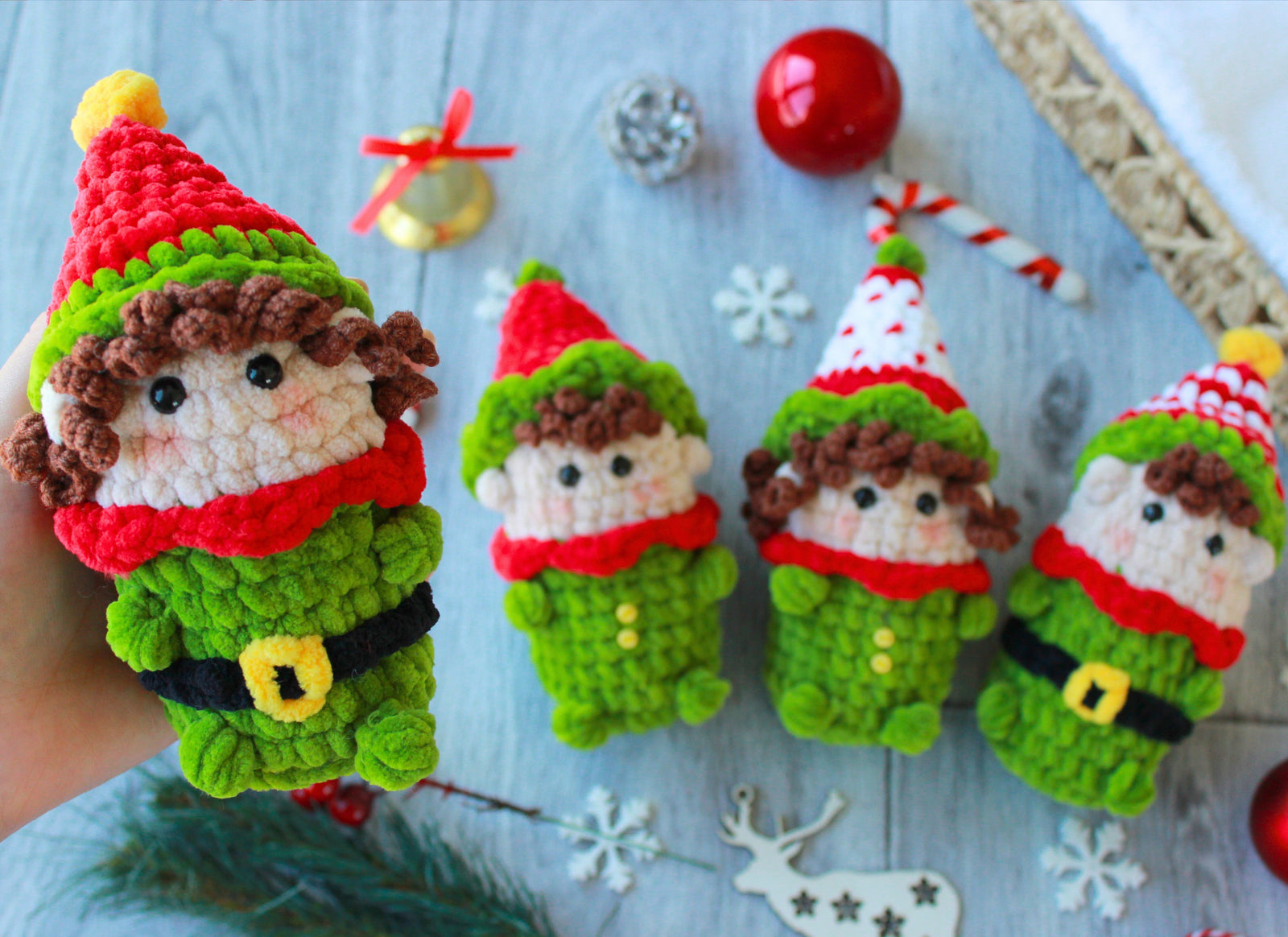 Christmas Elf Crochet Pattern,  Crochet Pattern Christmas, 4 in 1 Elf Amigurumi Pattern, Christmas Toys, Christmas Gift