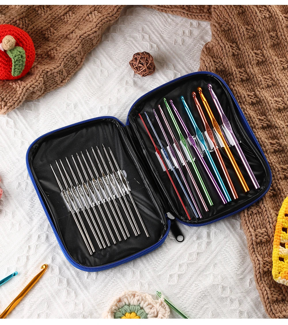 100 Pcs Crochet Hooks Set, Crochet Hooks Kit with Storage Case, Crochet Needles Set, Ergonomic Knitting Needles Blunt Needles Stitch Marker DIY Hand Knitting Craft Art Tools for Beginners-Rose