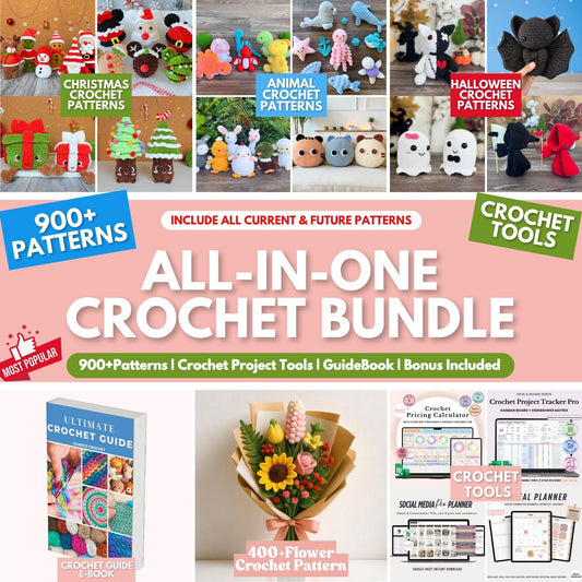 All-in-One Crochet Bundle, 900+ Crochet Patterns, Includes Crochet Project Tools & Crochet GuideBook