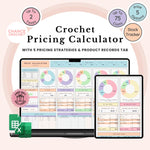 Calculateur de prix et de bénéfices pour les crocheters, calculatrice de prix du crochet, guide des prix, modèle de feuille de calcul de la liste des prix