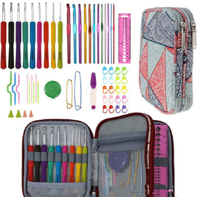 Crochet Hooks Kit with Case, Ergonomic Crochet Needles Weave Yarn Kits DIY Hand Knitting Art Tools for Beginners and Experienced Crochet Lovers