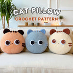 Cat Crochet Pillow, Cat Crochet Pattern, Amigurumi Pattern, Low Sew Pattern, PDF Pattern