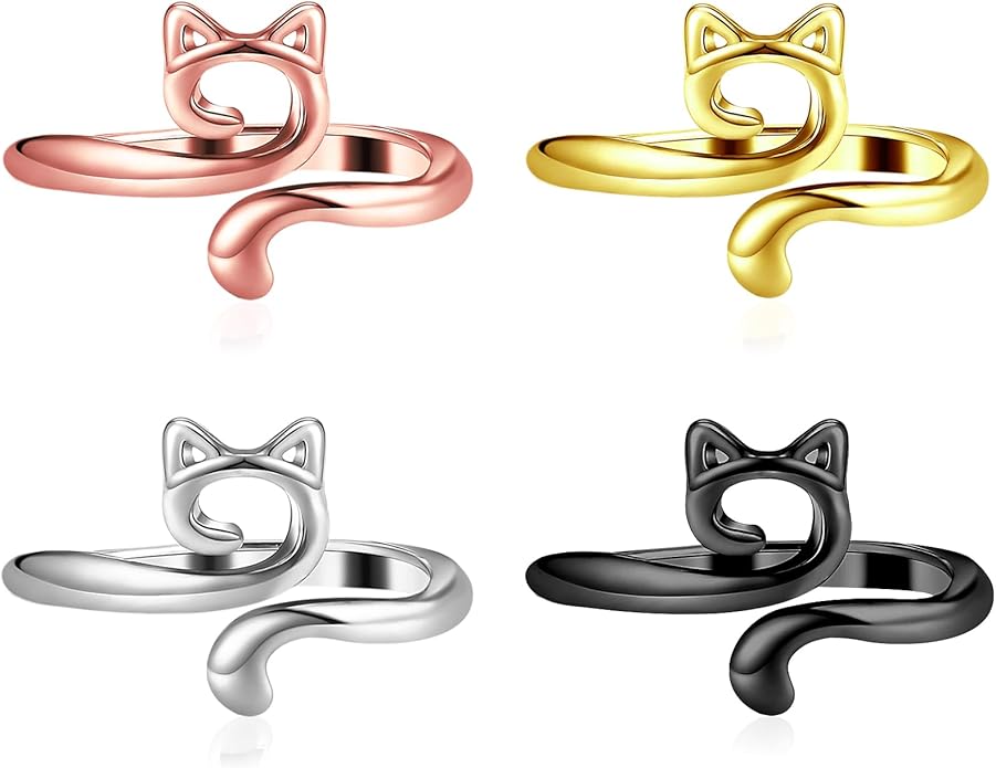 Crochet Rings for Crocheting Adjustable Crochet Tension Ring for Finger Cat Yarn Guide Ring Knitting Crochet Accessories For Women 4 Pcs