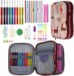 Crochet Hooks Kit with Case, Ergonomic Crochet Needles Weave Yarn Kits DIY Hand Knitting Art Tools for Beginners and Experienced Crochet Lovers